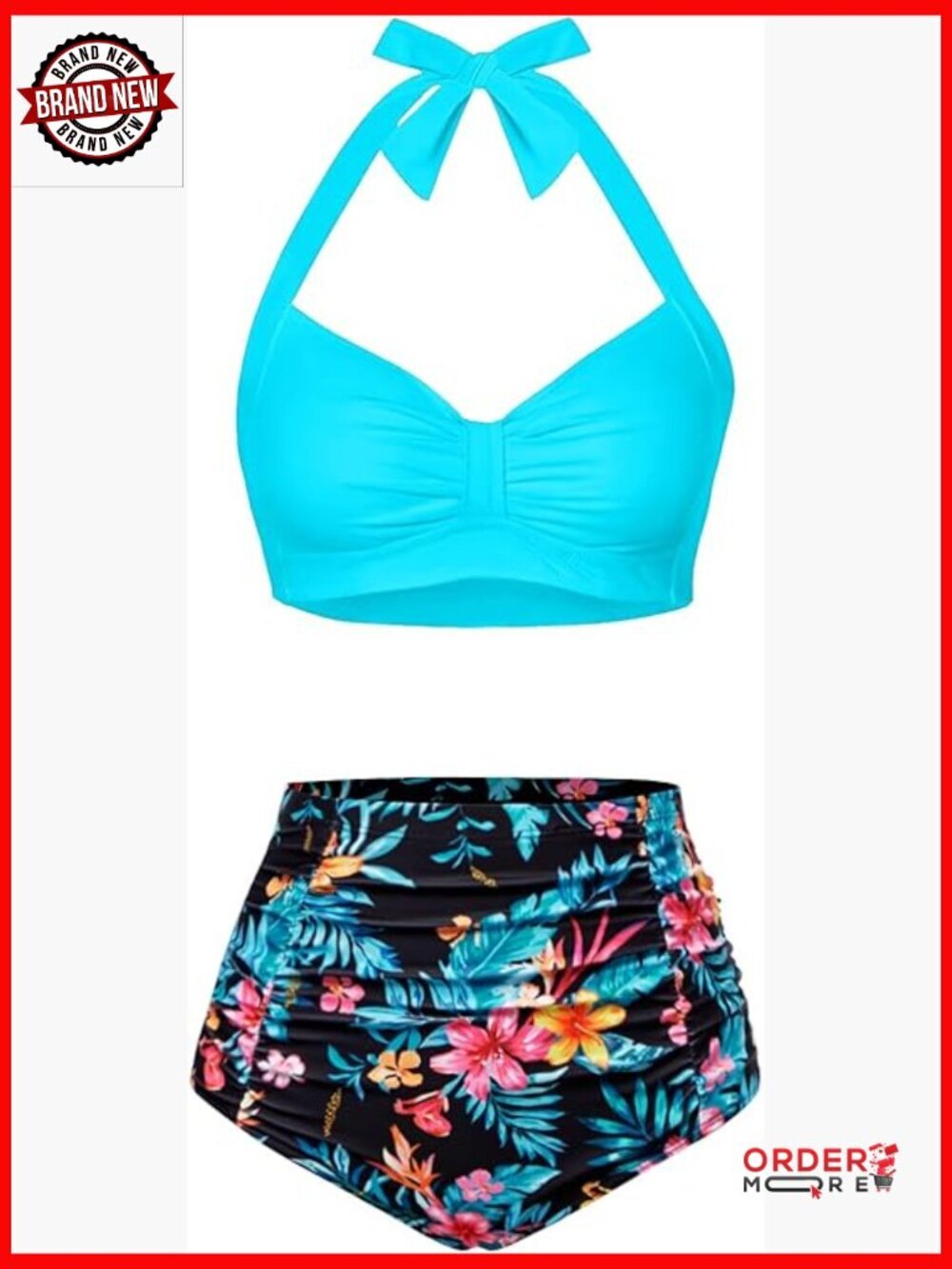High Waisted Bikini Set Tummy Control Halter Two Piece Swimwear Bathing Suit